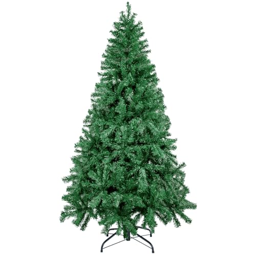 2,1 m árvore de Natal artificial verde, 1000 ramos fáceis de montar, suporte de árvore de Natal dobrável de metal, para decoração de Natal