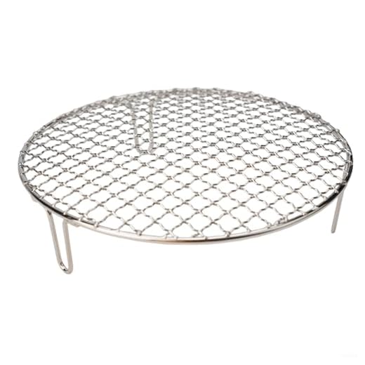 Red redonda de metal antiadherente y resistente al calor para barbacoa, camping al aire libre, picnic, plata, bloque de calefacción, calefacción uniforme (25 cm)