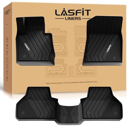 Image of LASFIT Floor Mats for BMW X3 2011-2017 /X4 2015-2018 | For xDrive28i, xDrive28d, xDrive35i, M40i, All Weather TPE Custom Fit Floor Liners, 1st & 2nd Row Car Mats Accessories, Black