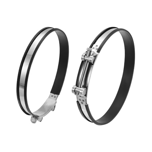 uxcell T-Bolt Hose Clamp, 2Pcs 214-226mm Adjustable Stainless Steel Rubber Cushioned Intake Intercooler Pipe Clamps Hose Clip for Industrial