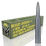 Mega Racer Gunmetal 50 Cal Bullet Antenna with Chrome Finish for Trucks - 5.5 Inch Universal Fit,...