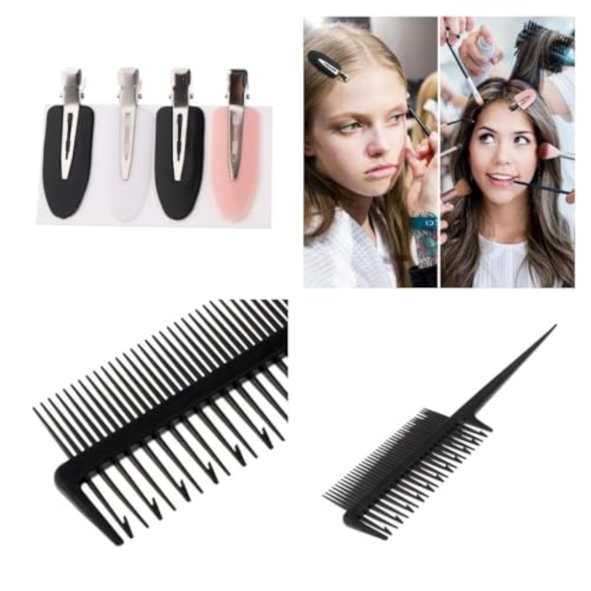 2-Way Weaving Sectioning Foiling Comb + Hair Clips Set for Hair Dyeing Tool