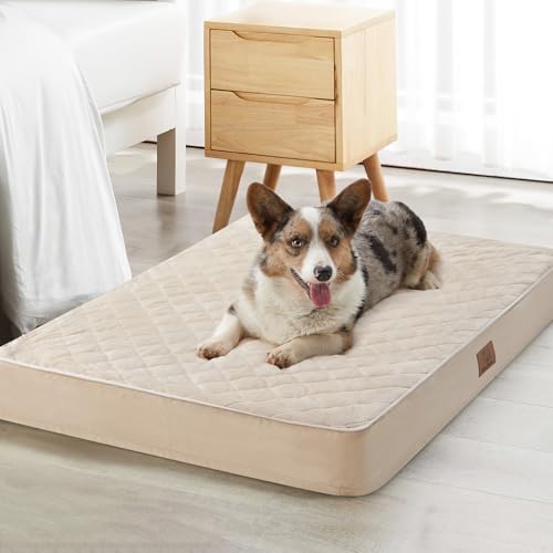 Image of WNPETHOME Orthopedic XL Dog Bed for Crate, Waterproof Extra Large Dogs Bed with Removable Washable Cover, Multi-Needle Quilting Dogs Crate Bed