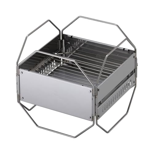 LALPHA (ラルファ) オクタゴン ファイヤースタンド 42×42cm 焚き火台 連結可能 折りたたみ ステンレス 燕三条製 焚火 FS-001