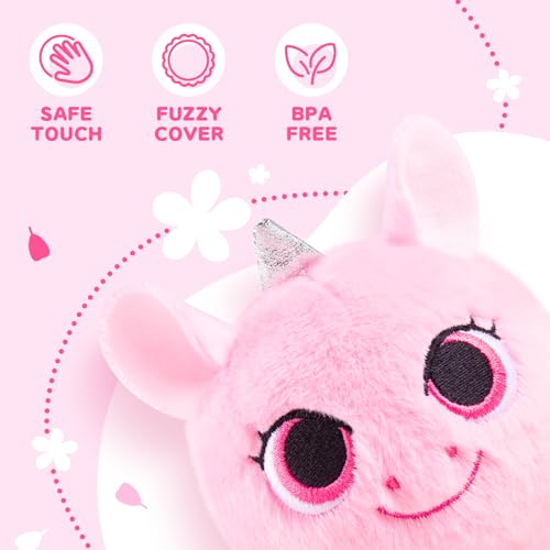 U&C Planet 3er Set Bouncyballs Sprungball mit Plüsch Springbälle mit Einhorn, Hase, Monster DesignWeich & Super Sprungkraft (bis zu 3m) Outdoor Spielzeug Geschenk für Kinder Jungen Mädchen ab 3 Jahre