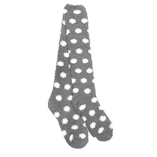 Image of BambooMN Women's Fuzzy Knee High Socks - Polka Dots and Solid Colors - 2 Sizes - 1 Pair Pack