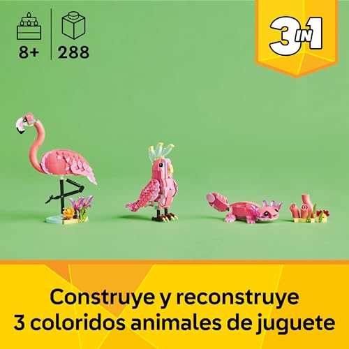 Miniatura 2 de LEGO Creator 3 en 1 Fauna Salvaje: Flamenco Rosa de Juguete - Transformable en Cacatúa o Ajolote - Juego con Figuras Articuladas de Animales - Regalo de Cumpleaños para Niñas y Niños de 8+ Años 31170