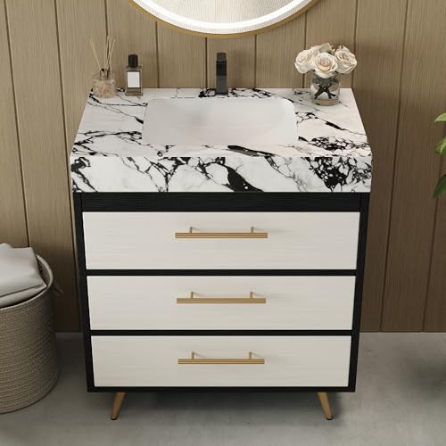 MELAABUU 30" Bathroom Vanity with Ceramic Sink Modern Freestanding Bathroom