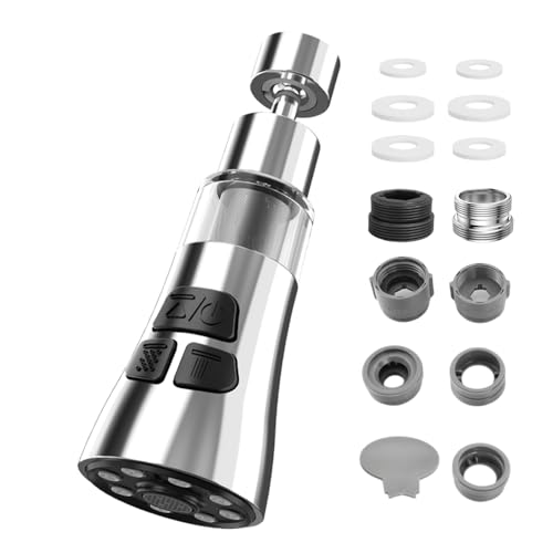 Preisvergleich Produktbild Golgner 360° Drehbarer Wasserhahn Aufsatz Küche, 3 Modi Wasserhahn Luftsprudler, Verlängerung, Brausekopf Küchenarmatur, mit 316 Filterelement + Adapter, für Küche / Bad Hahn