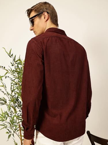 Image of Thomas Scott Men's | Solid | Full Sleeve | Slim Fit | Polyester-Blend | Button Down | Casual Shirt