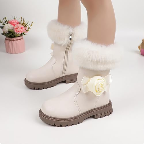 IWIHMIV Girls Mid Calf Boots Outdoor Winter Dress Boots with Side Zipper Girls Dress Boots Casual Winter Tall Boots3