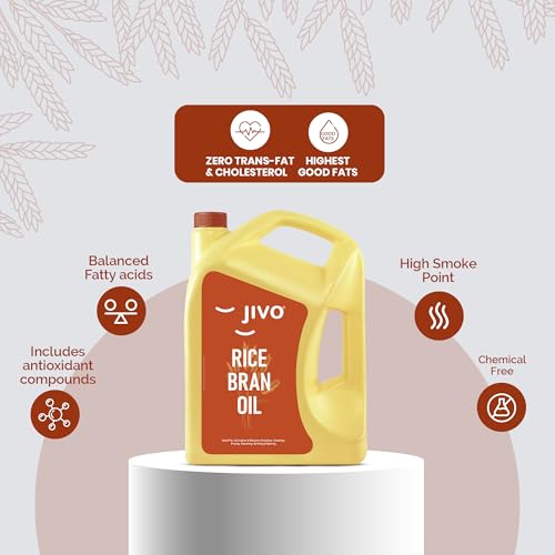Image of Jivo Rice Bran Oil 4 Litre | Premium Cooking Oil | Rich in Antioxidants | Ideal for Deep Frying, Sauteing & Baking | Chemical-Free