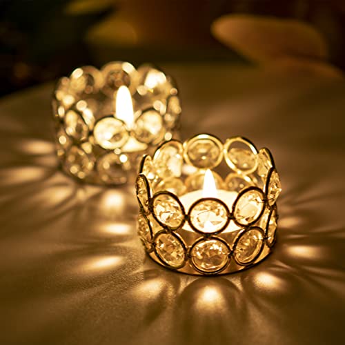 Pack Of 20 Gold Crystal Tea Lamp Candlesticks Bowl Tealight Candle Holders Decoration Jewelry Votive Candles Table Centerpieces Wedding, Party, Home Decoration (20Pcs, Gold) #TOP2