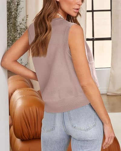 Image of Yousify Womens Sweater Vest Summer Ribbed Tank Tops Sleeveless Button Down Shirts Scoop Neck Top for Women