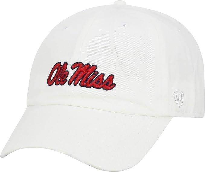 Collegiate White Team Color Adjustable Hats (US Alpha One Size Ole Miss)