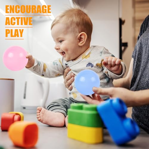 MIDELONG Ball Pit Balls, Crush Proof Plastic Balls Pit Ball Multicolored Replacement Balls 2.2 Inch Soft Ocean Balls for Party Decoration, Pack of 6