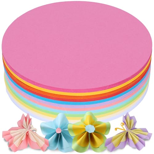 VGOODALL 200 Blatt Origami Papier Rund, 15cm Faltpapier Rund Farbiger Karton Papierkreise Bastelpapier 12 Farben Origami Basteln für Kunstprojekte