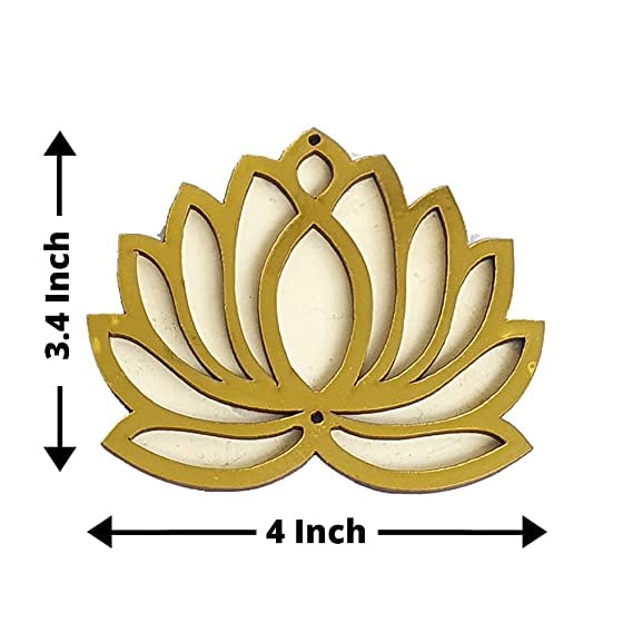 Image of Sanvatsar Home White Golden Lotus 4 Inch Set of 24 Wooden Cutout DIY Rangoli Kit | Decorations for Diwali, Dusshera Wedding Rangoli, Pooja, Decorations, Festival Gift (Red12Cream12)