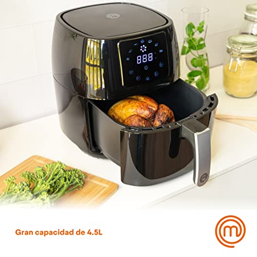 MasterChef Freidora sin Aceite 4,5L, Air Fryer, Horno Aire Caliente con 7 Programas, Rejilla Individual, Temperatura y Temporizador Ajustable, 1400W, Negra, 2-4 Personas - imagen 2