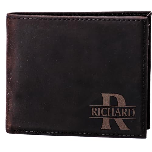 Customizable Men's Wallet, Custom Monogram Bifold Wallets for Men, Personalized Gifts for Men Boyfriend Husband, Customized Gifts for Christmas Birthday, Leather Front Pocket Wallet with ID Window