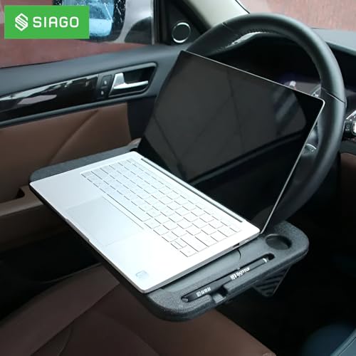 Image of SIAGO Ultimate 2-in-1 Car Steering Wheel Desk & Tray | Multi-Function Laptop Stand & Cup Holder | Perfect for Eating, Working, and Organizing on The Go