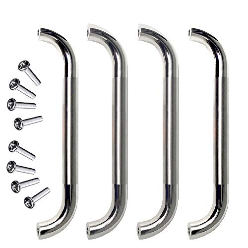Preisvergleich Produktbild Bügelgriff Metall 4 PCS Bohrlochabstand 96mm, Solide Material Aluminiumlegierung Möbel Griffen Küchenschrank Möbelgriffe Kleiderschrank Zieht Griffe, Silber mit 8 Schrauben, für Schublade Tür Kabinett