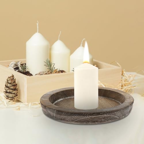 Bandeja redonda de madera resistente a manchas para velas decorativas 7