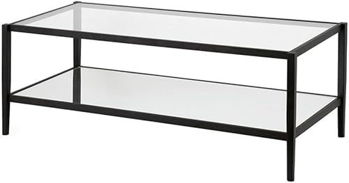 Miniatura 8 de Mesa de centro rectangular moderna en negro y bronce con estante de espejo