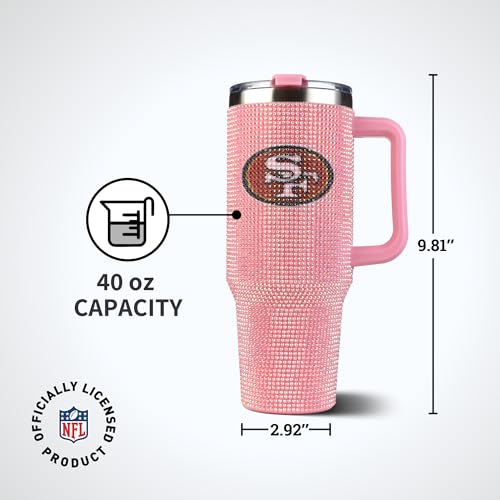Image of The Memory Company Officially Licensed 40oz Pink Bling Game Day Tumbler, San Francisco 49ers