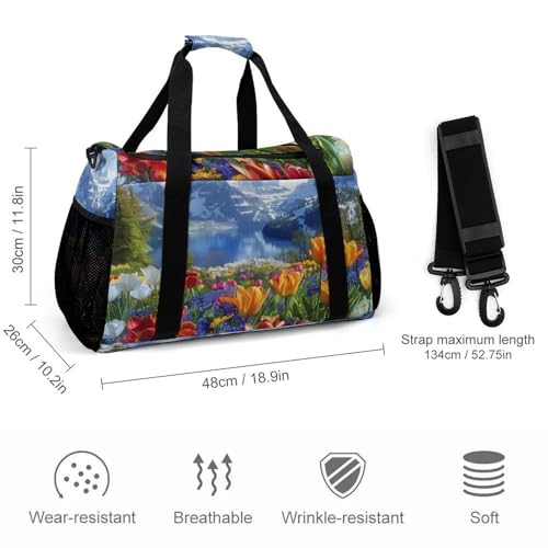 Tulips Floral Gym Bag Travel Duffle Bags Shoulder Carry On Weekender Bag Hangbag for Women Men2