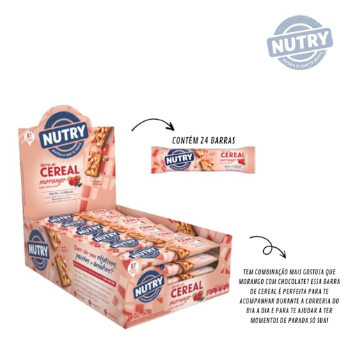 Nutry Display Barra De Cereal Morango Com Chocolate - 22G - Display 24 Unidades