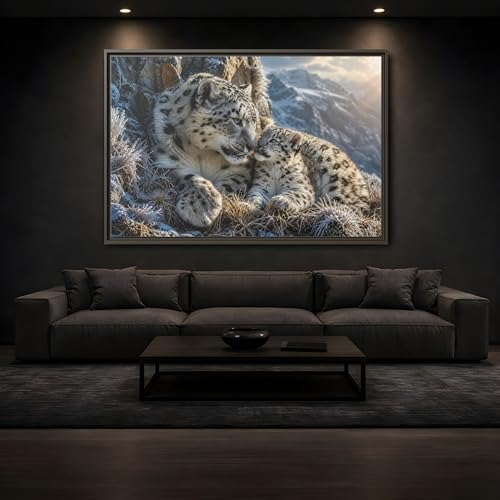 Tableau animaux léopards des neiges grand format horizontal - 3