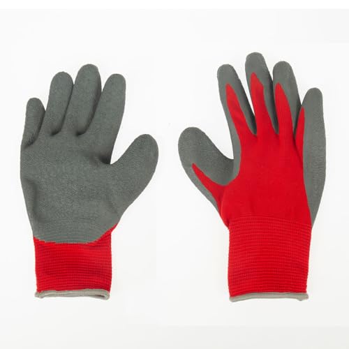 OROK - Gants gros travaux, gants travail - Gants nettoyage gros travaux - Taille 9 - Support polyester enduit de latex trempé supporté - Manchettes longues - Dos aéré - Poignet tricot bord côte