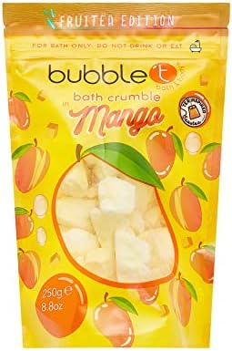 Bubble T Cosmetics Fruitea Mango Bath Bomb Crumble, with Added Aloe Vera Extracts to Cleanse and Moisturise Skin, Fruity Scents for All Day Freshness, 1 x 250g