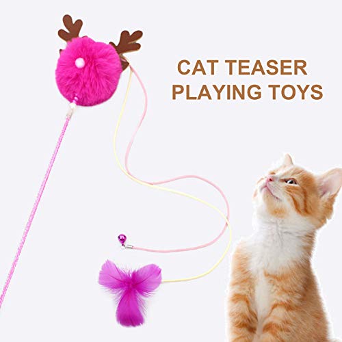 mewmewcat Bastão interativo de gato com bolas Sinos Varinha de pena para provocação de gato Exercíci