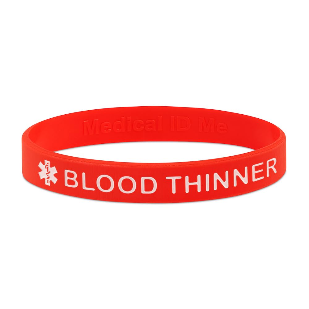Pulseras de alerta médica anticoagulantes silicona 18-21 cm paquete 5