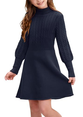 Vestido de punto de manga larga confeccionado con texturas suaves para niñas