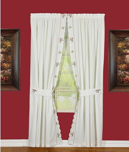 Today's Curtain Cortina de Hoy (ca8992 K Holiday Joy 72 'L par Panel con Abrazaderas, Color Blanco/Multicolor, 80' W x 72 L