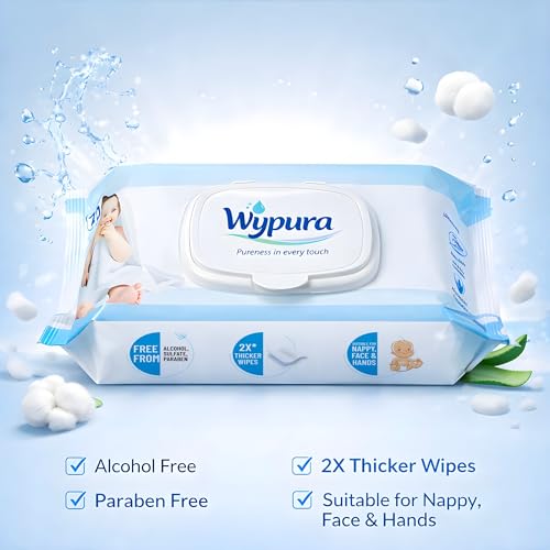 Image of Paraben Free Baby Wet Wipes with Lid | 72 Wipes | Extra Thick Soft Cleansing Wipes | Aloe Vera and Vitamin E | Gentle, pH Balanced, Rash Protection (Pack of 1)