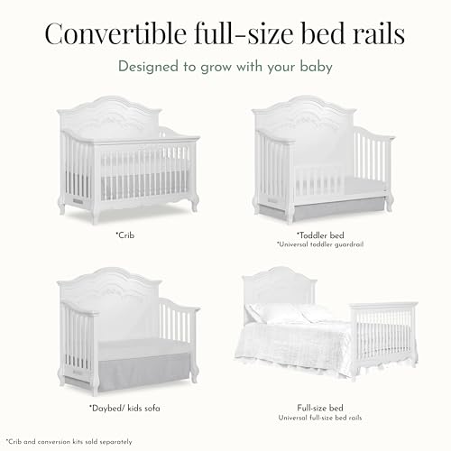 Image of Evolur Convertible Crib Wooden Full Size Bed Rail, Frost