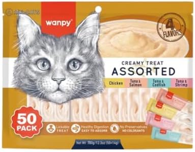Petisco para gatos Wanpy Creamy Sabores Sortidos Pacote com 50 tu...