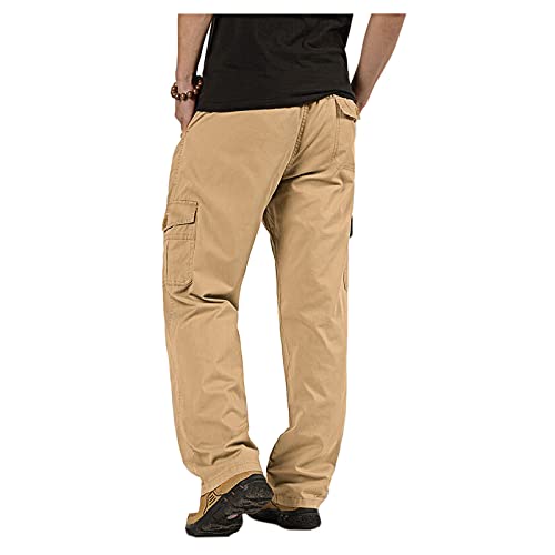 Wzikai Mens Cargo Pants Elastic Waist Joggers For Men Workout Sweatpants Casual Long Trousers Khaki M #TOP2