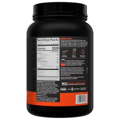 Image of Rule 1 Proteins R1 Protein Whey Isolate, Cookies & Creme, 22 Servings | 25g of Protein from Whey Isolates and Hydrolysate isolates for Workout Recovery and anytime use