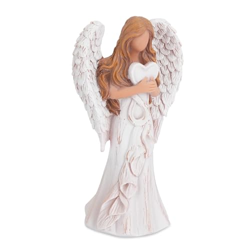 Ange Gardien, Figurine Ange Guérisseur pour Femmes, Statue Ange Decoration en Résine Tenant un Cœur pour Thanksgiving, Ange de Noel Ornement de Décoration...