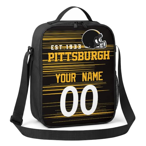 Image of Pittsburgh Lunch Bag Custom Name and Number Personalized Gifts