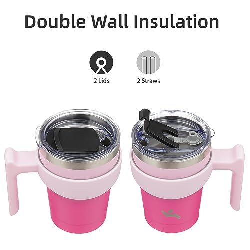 Image of Konokyo 10 oz Tumbler with Handle and Straw, Insulated Travel Mug