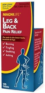 MagniLife Leg & Back Pain Relief, Fast-Acting Sciatica Pain Relief, Naturally Soothe Burning, Tingling and Stabbing Pains - 125 Tablets