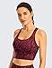 CRZ YOGA Women's Strappy Longline Sports Bras - Wirefree Padded Medium Impact Workout Crop Tank Top