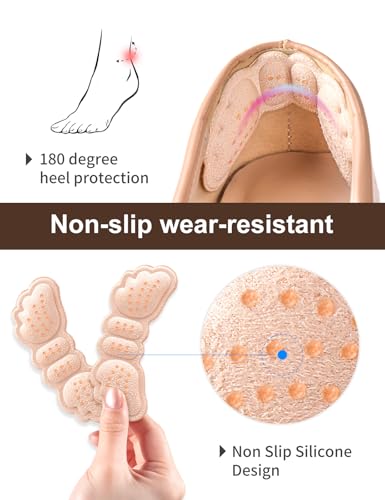 Image of 6 Pairs Beige Heel Pads for Shoes, Comfortable Cushion Grips Liner | Cushion inserts prevent rubbing or blisters in loose too big shoes, Durable protectors stop slipping