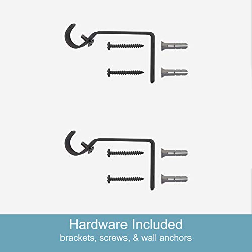 Kenney Beckett 5/8" Standard Decorative Window Curtain Rod, 28-48", Black #TOP3